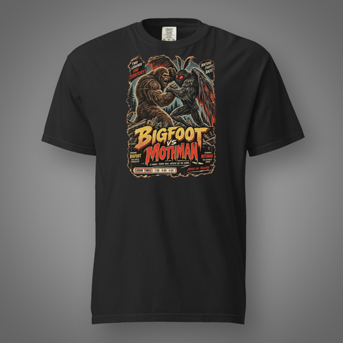 Bigfoot vs Mothman graphic T-shirt in Black
