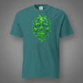 Glitch Face - Skull graphic T-shirt in emerald, front studio mockup