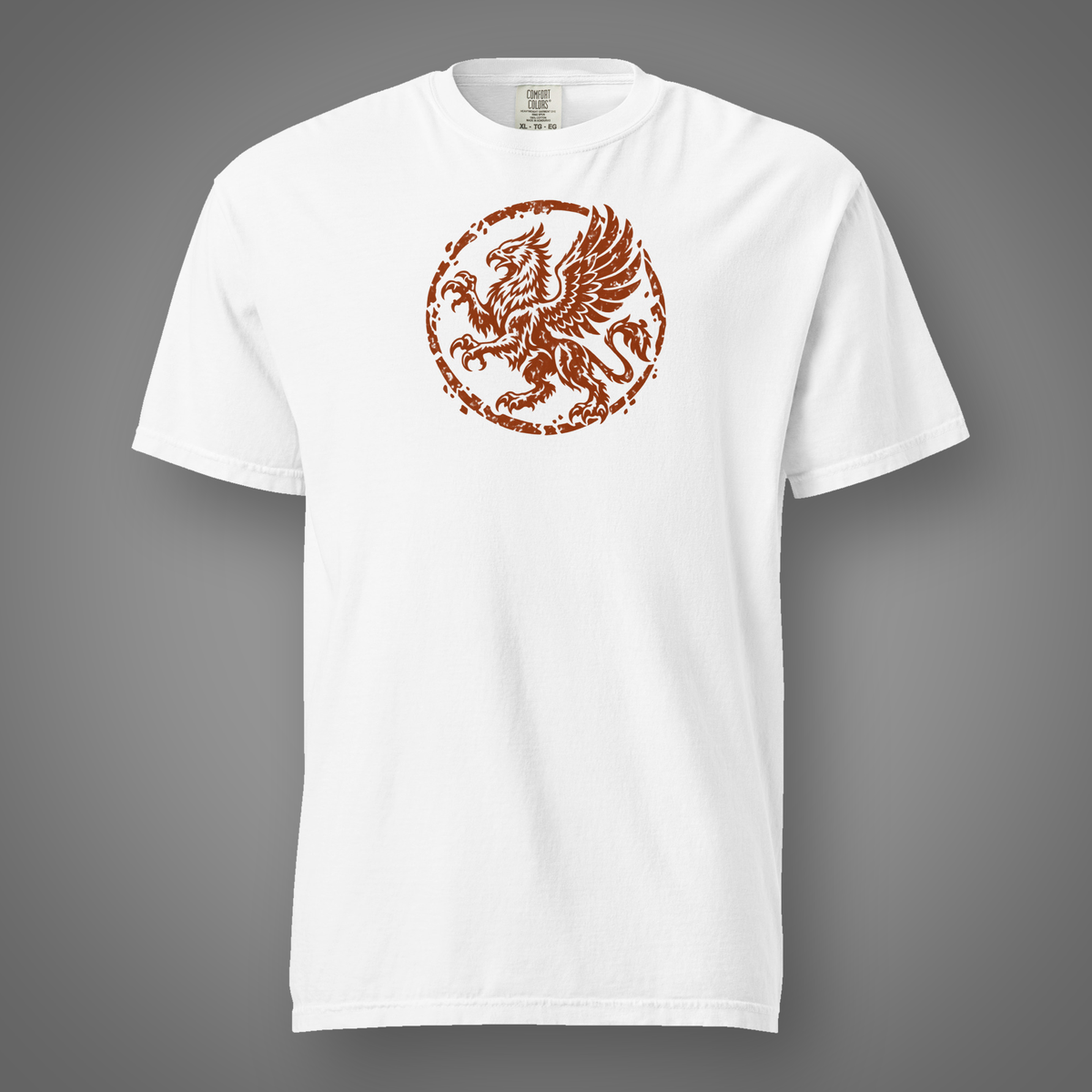 Griffin Seal – Mythic white T-shirt front studio mockup