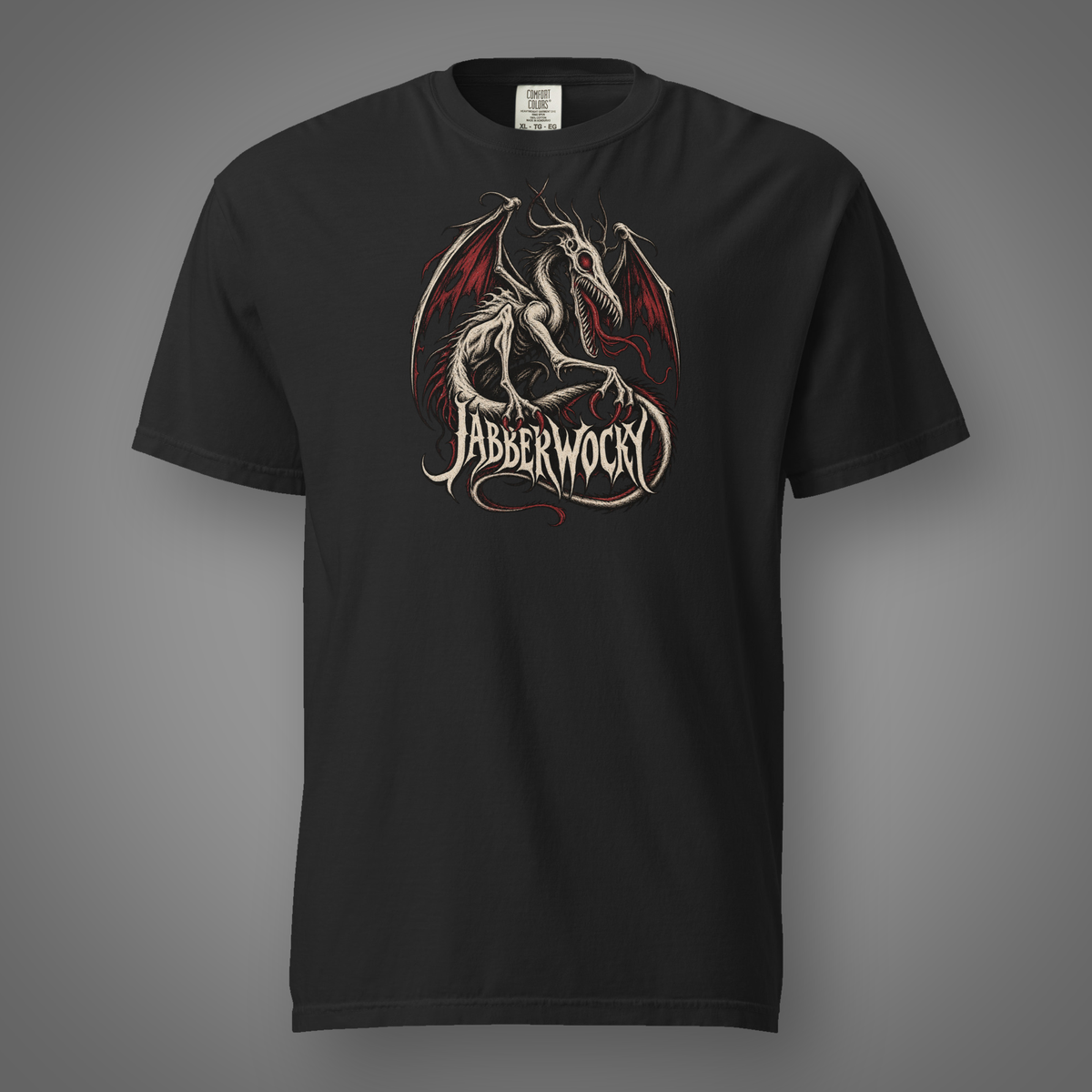 Jabberwocky poetic creature T-shirt black front studio
