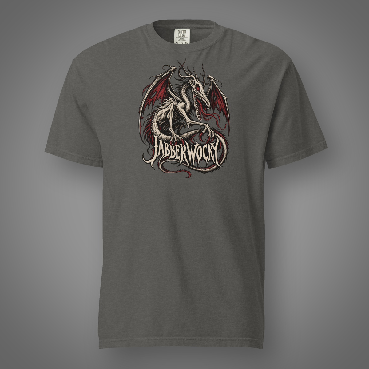 Jabberwocky poetic creature T-shirt pepper front studio