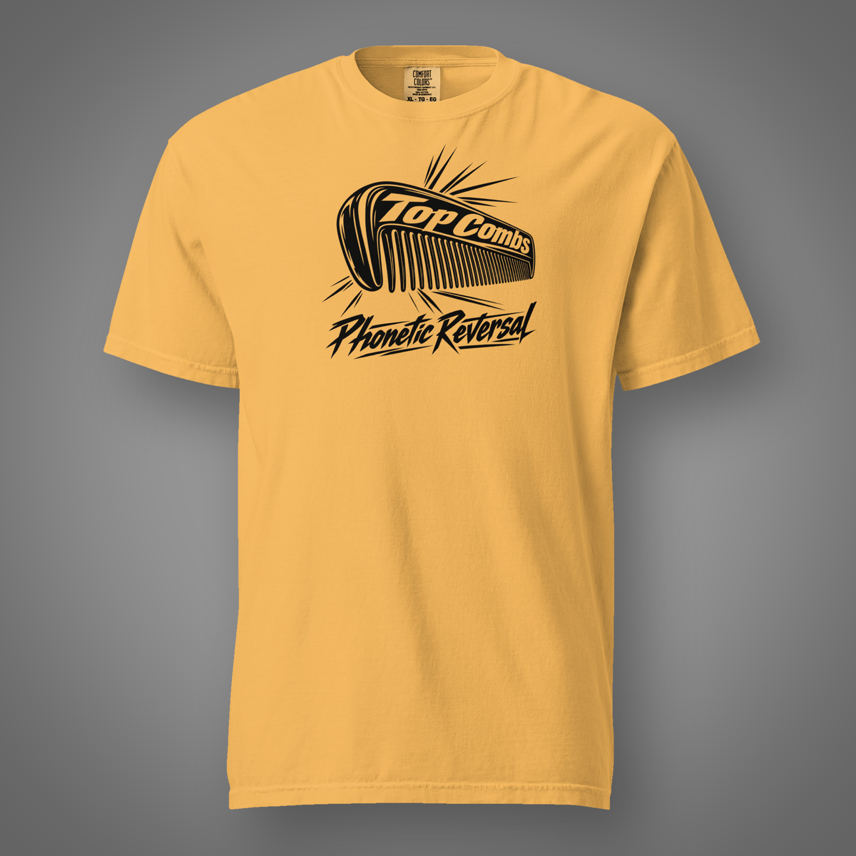 Top Combs t-shirt in Mustard — FeralSpark studio mockup