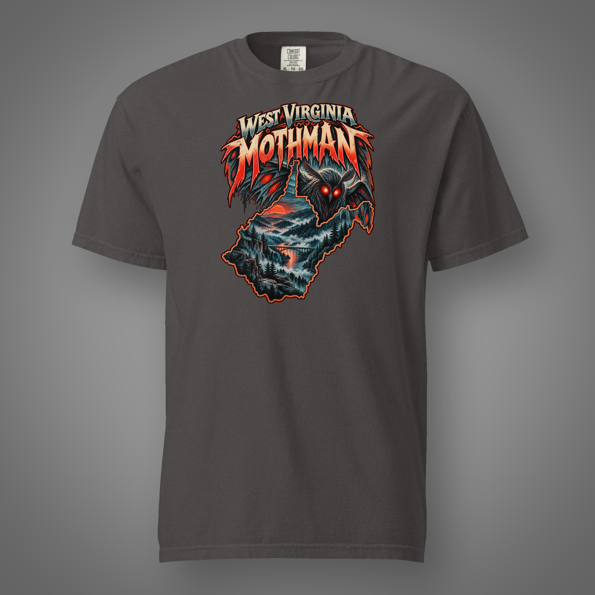 WV Mothman - Cryptid graphic T-shirt in Graphite
