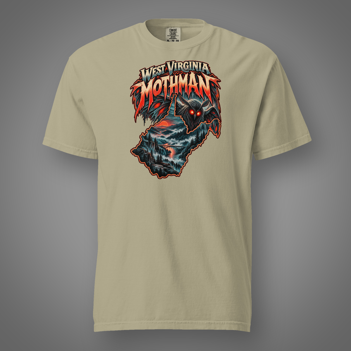 WV Mothman - Cryptid graphic T-shirt in Khaki