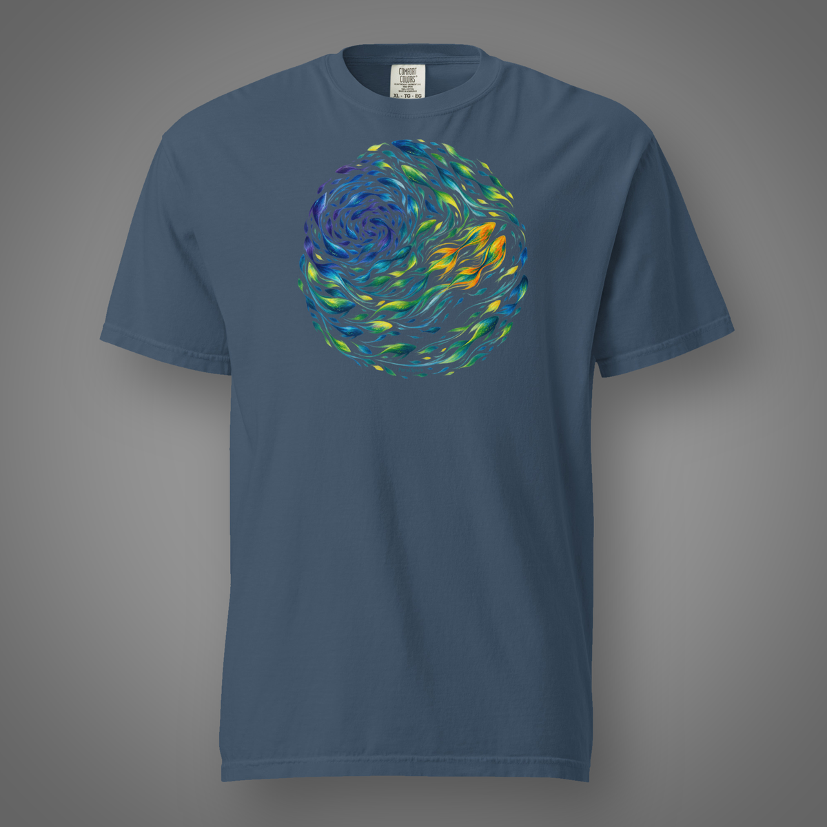 Ocean Fish Vortex midnight approved studio mockup