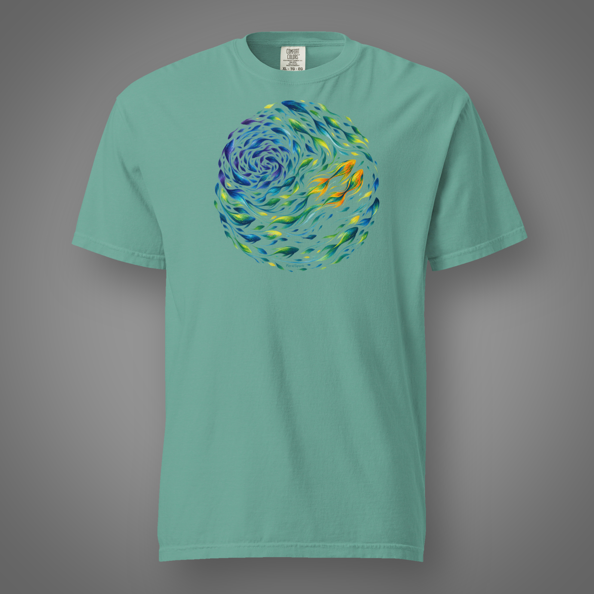Ocean Fish Vortex seafoam approved studio mockup